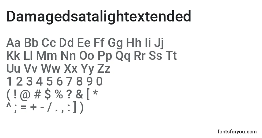 Шрифт Damagedsatalightextended – алфавит, цифры, специальные символы