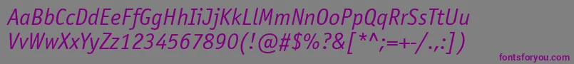 OfficinasansgttItalic Font – Purple Fonts on Gray Background