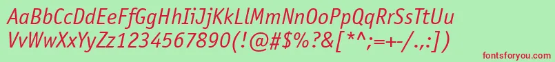 OfficinasansgttItalic Font – Red Fonts on Green Background