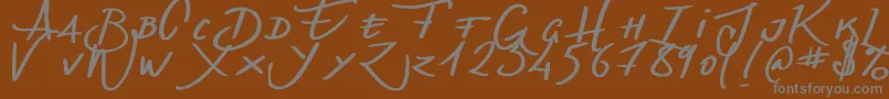 フォントDenishandwritting – 茶色の背景に灰色の文字