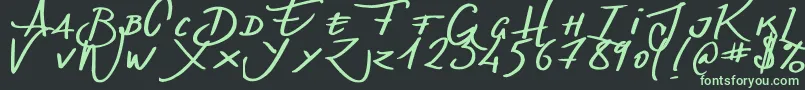 フォントDenishandwritting – 黒い背景に緑の文字