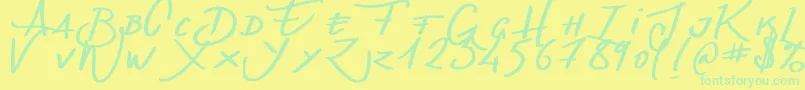 フォントDenishandwritting – 黄色い背景に緑の文字