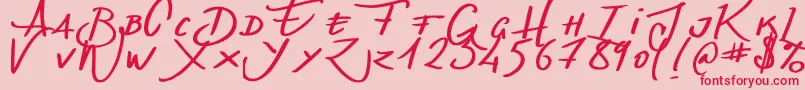 フォントDenishandwritting – ピンクの背景に赤い文字