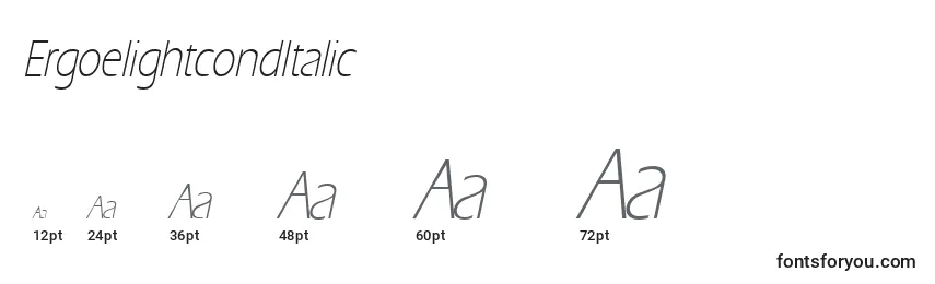 Размеры шрифта ErgoelightcondItalic