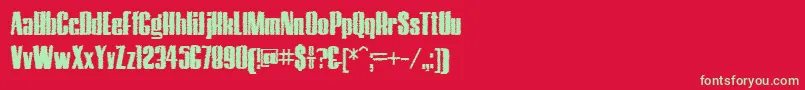 Fonte HostilTrash – fontes verdes em um fundo vermelho