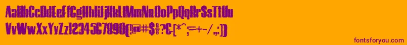 HostilTrash-Schriftart – Violette Schriften auf orangefarbenem Hintergrund