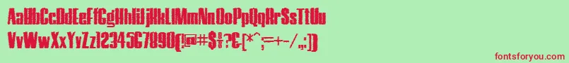 フォントHostilTrash – 赤い文字の緑の背景