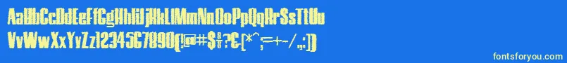 HostilTrash-Schriftart – Gelbe Schriften auf blauem Hintergrund
