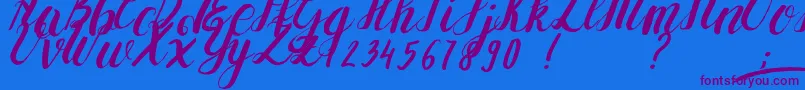YolLoy1 Font – Purple Fonts on Blue Background