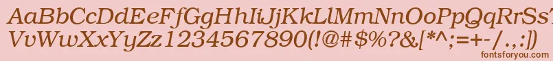 Fonte B791RomanItalic – fontes marrons em um fundo rosa