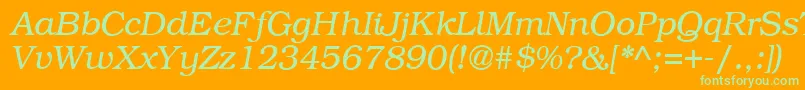 Fonte B791RomanItalic – fontes verdes em um fundo laranja