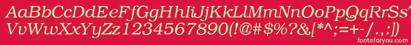 B791RomanItalic Font – Green Fonts on Red Background