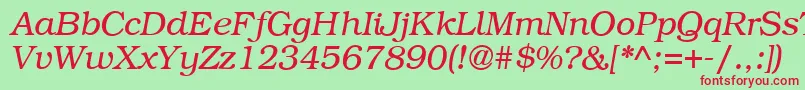 フォントB791RomanItalic – 赤い文字の緑の背景