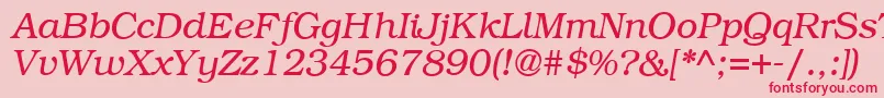 Fonte B791RomanItalic – fontes vermelhas em um fundo rosa