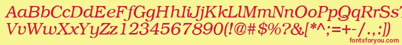 フォントB791RomanItalic – 赤い文字の黄色い背景