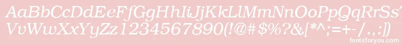 B791RomanItalic-fontti – valkoiset fontit vaaleanpunaisella taustalla