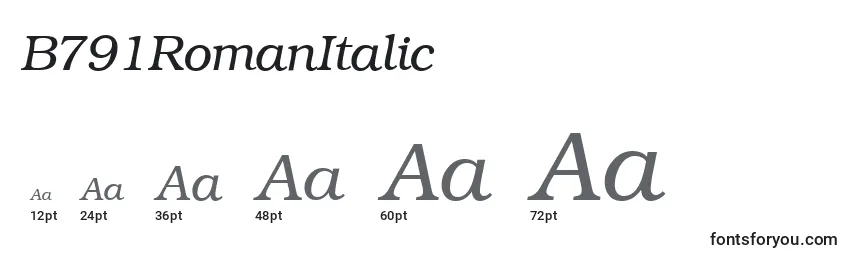 B791RomanItalic Font Sizes