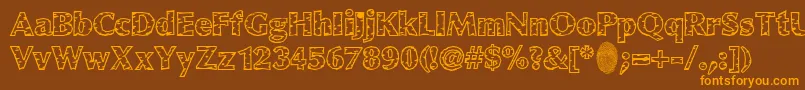 WhiteBirch-Schriftart – Orangefarbene Schriften auf braunem Hintergrund