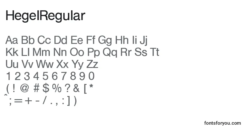 Schriftart HegelRegular – Alphabet, Zahlen, spezielle Symbole