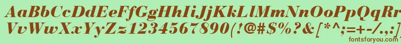 Fonte BauerBodoniBlackItalic – fontes marrons em um fundo verde