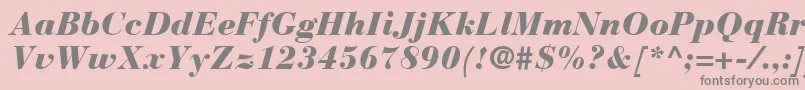 BauerBodoniBlackItalic-Schriftart – Graue Schriften auf rosa Hintergrund