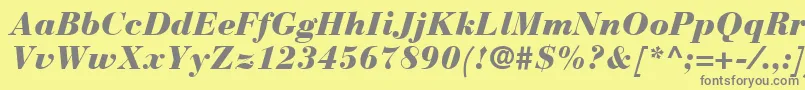 BauerBodoniBlackItalic-Schriftart – Graue Schriften auf gelbem Hintergrund