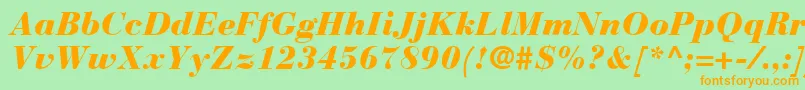 Подробнее о шрифте BauerBodoniBlackItalic Шрифт BauerBodoniBlackItalic – оранжевые шрифты на зелёном фоне