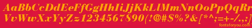 フォントBauerBodoniBlackItalic – 赤い背景にオレンジの文字