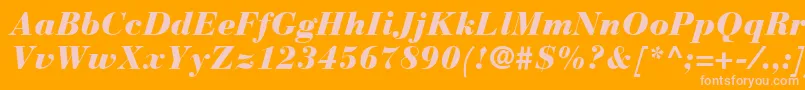 BauerBodoniBlackItalic-Schriftart – Rosa Schriften auf orangefarbenem Hintergrund