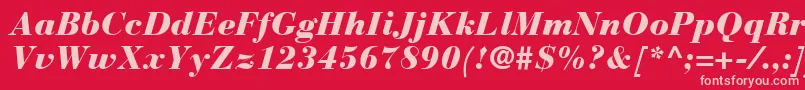 BauerBodoniBlackItalic Font – Pink Fonts on Red Background