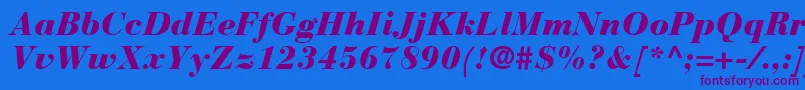 Czcionka BauerBodoniBlackItalic – fioletowe czcionki na niebieskim tle