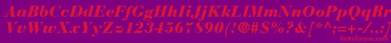 Więcej informacji o czcionce BauerBodoniBlackItalic Czcionka BauerBodoniBlackItalic – czerwone czcionki na fioletowym tle