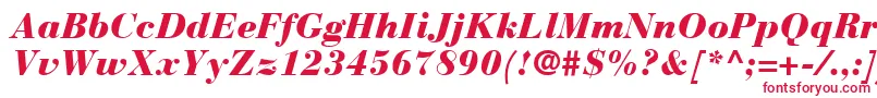 Fonte BauerBodoniBlackItalic – fontes vermelhas em um fundo branco
