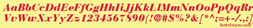 BauerBodoniBlackItalic Font – Red Fonts on Yellow Background