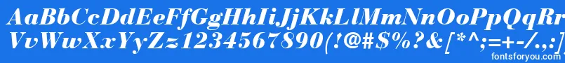 Czcionka BauerBodoniBlackItalic – białe czcionki na niebieskim tle