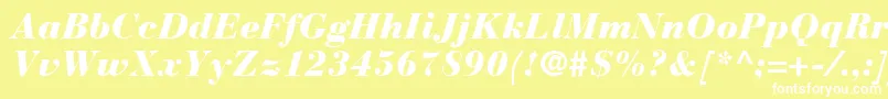Шрифт BauerBodoniBlackItalic – белые шрифты на жёлтом фоне