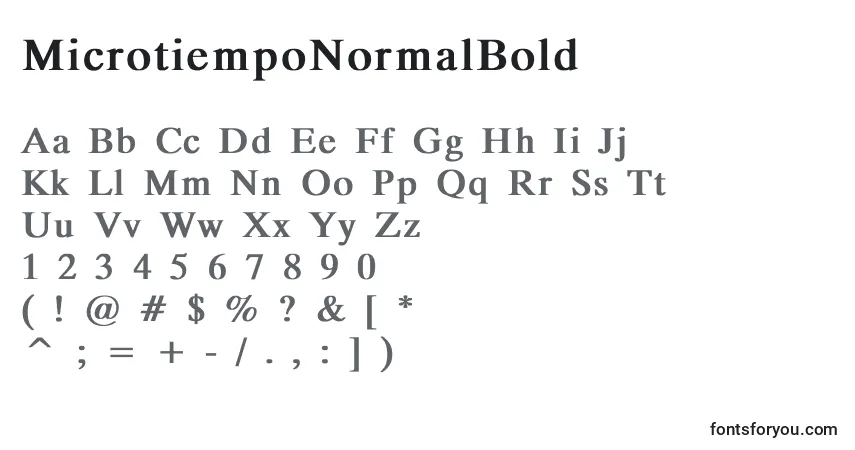 A fonte MicrotiempoNormalBold – alfabeto, números, caracteres especiais