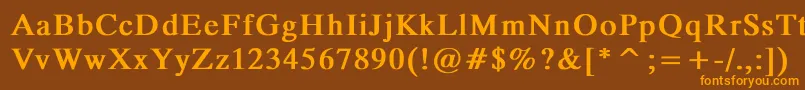 フォントMicrotiempoNormalBold – オレンジ色の文字が茶色の背景にあります。