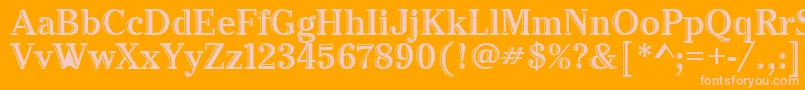 CheltenhamHtdItcTt-fontti – vaaleanpunaiset fontit oranssilla taustalla