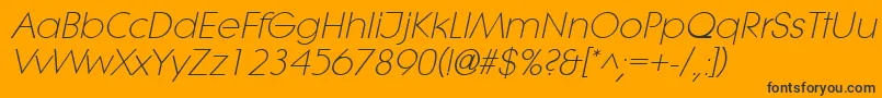 Fonte LithelightItalic – fontes pretas em um fundo laranja