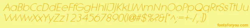 Fonte LithelightItalic – fontes laranjas em um fundo amarelo