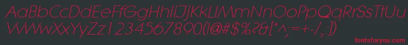 LithelightItalic Font – Red Fonts on Black Background