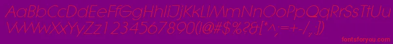 LithelightItalic Font – Red Fonts on Purple Background