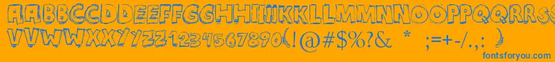 Maniatic Font – Blue Fonts on Orange Background