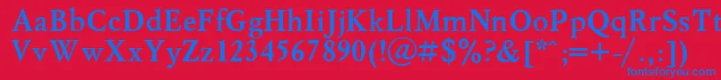 フォントMyslBold.001.001 – 赤い背景に青い文字