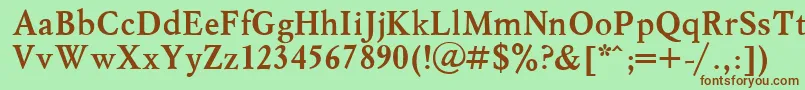 フォントMyslBold.001.001 – 緑の背景に茶色のフォント