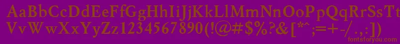 MyslBold.001.001-Schriftart – Braune Schriften auf violettem Hintergrund
