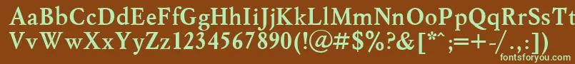 フォントMyslBold.001.001 – 緑色の文字が茶色の背景にあります。