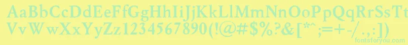 フォントMyslBold.001.001 – 黄色い背景に緑の文字