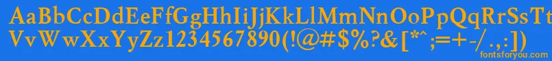 フォントMyslBold.001.001 – オレンジ色の文字が青い背景にあります。